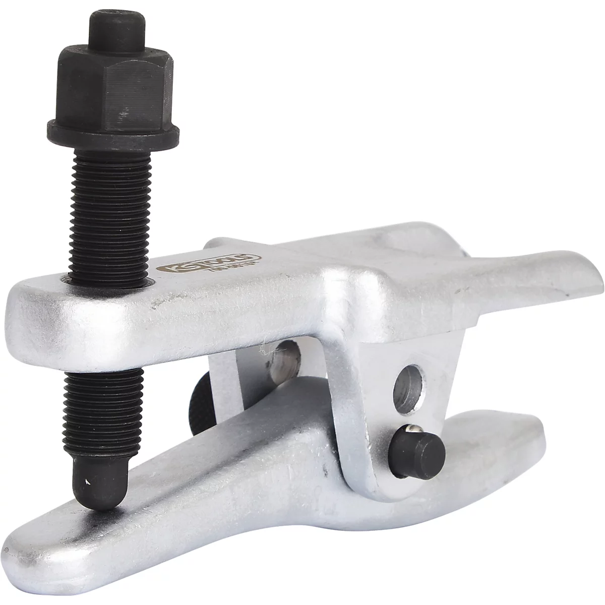 Metallwerkzeug zur Demontage von Autoteilen. Es besteht aus einem Schraubgewinde, einer Mutter und einer Zange.